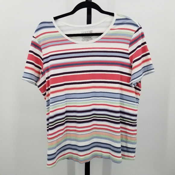 Time and Tru Rainbow Stripe Color Block T - Shirt